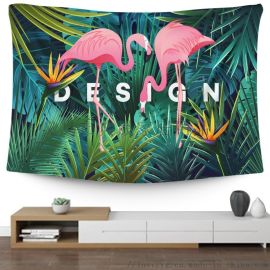 定制房间装饰挂毯 义乌市典晟家居用品厂的数码印花热带植物壁毯与五金工具